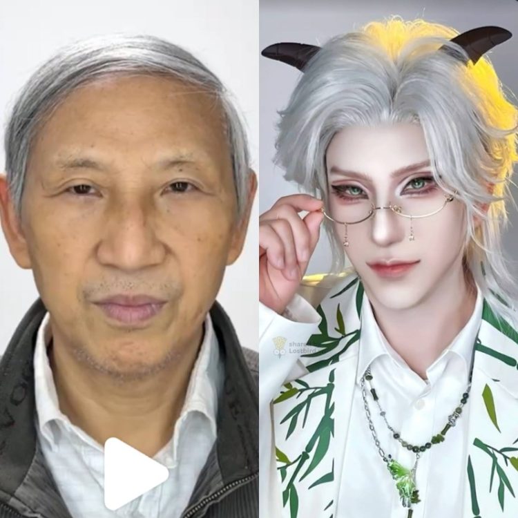 Phù thuỷ makeup người Trung Quốc biến ông nội 66 tuổi thành mỹ nam anime Phù thuỷ makeup người Trung Quốc biến ông nội 66 tuổi thành mỹ nam anime